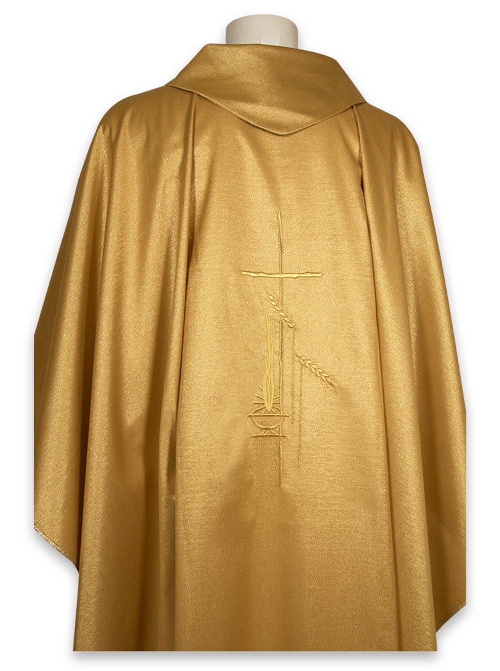 AR.PA.S. PARAMENTI Casula raso oro, ricamo lampada e spighe