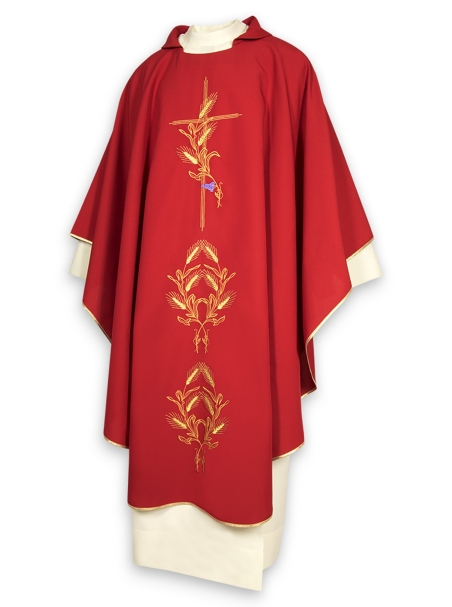 AR.PA.S. PARAMENTI Casula ricamo croce e mazzi di spighe