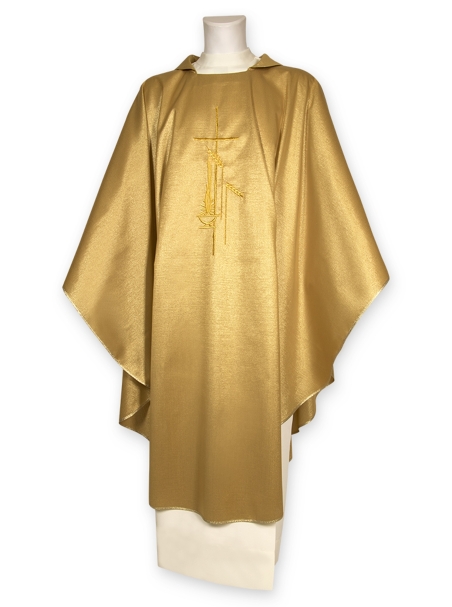 AR.PA.S. PARAMENTI Casula raso oro, ricamo lampada e spighe