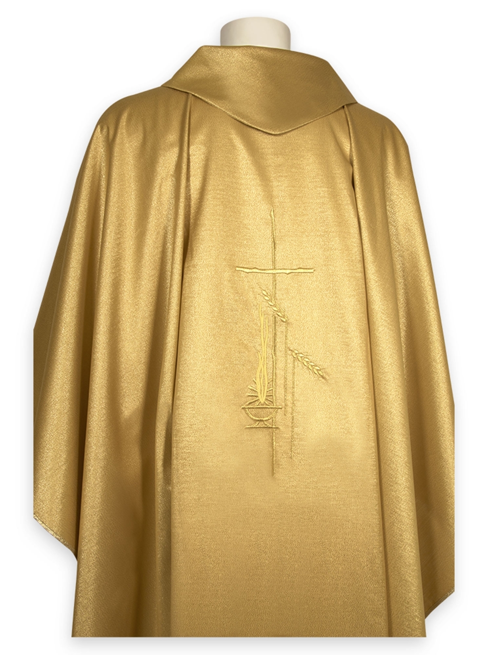 AR.PA.S. PARAMENTI Casula raso oro, ricamo lampada e spighe