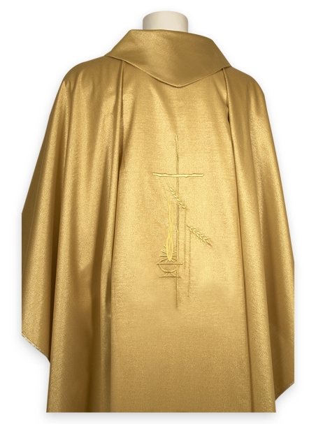 AR.PA.S. PARAMENTI Casula raso oro, ricamo lampada e spighe